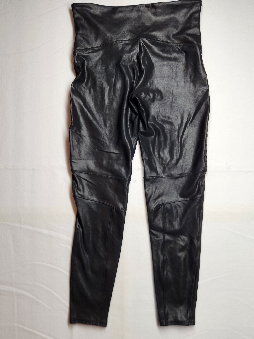 SPANX Black Faux Leather Moto-Style Leggings - Picture 3 of 7